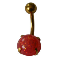 Load image into Gallery viewer, Bauchnabelpiercing Edelstahl gold Opalit Stab 10x1.6mm
