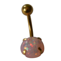Load image into Gallery viewer, Bauchnabelpiercing Edelstahl gold Opalit Stab 10x1.6mm
