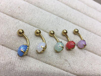 Load image into Gallery viewer, Bauchnabelpiercing Edelstahl gold Opalit Stab 10x1.6mm
