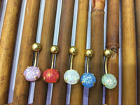 Load image into Gallery viewer, Bauchnabelpiercing Edelstahl gold Opalit Stab 10x1.6mm
