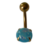 Load image into Gallery viewer, Bauchnabelpiercing Edelstahl gold Opal Stab 10x1.6mm
