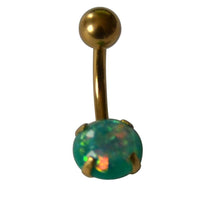 Load image into Gallery viewer, Bauchnabelpiercing Edelstahl gold Opal Stab 10x1.6mm
