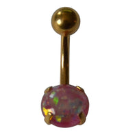 Load image into Gallery viewer, Bauchnabelpiercing Edelstahl gold Opal Stab 10x1.6mm

