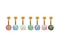 Load image into Gallery viewer, Bauchnabelpiercing Edelstahl gold Opal Stab 10x1.6mm
