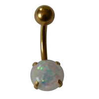 Load image into Gallery viewer, Bauchnabelpiercing Edelstahl gold Opal Stab 10x1.6mm
