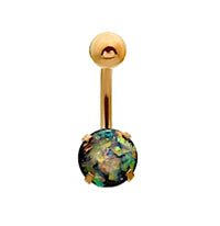Load image into Gallery viewer, Bauchnabelpiercing Edelstahl gold Opal Stab 10x1.6mm
