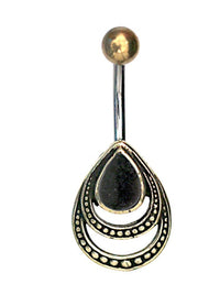 Load image into Gallery viewer, Bauchnabelpiercing Edelstahl Brass Doppelträne Inlay
