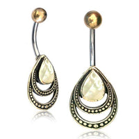 Load image into Gallery viewer, Bauchnabelpiercing Edelstahl Brass Doppelträne Inlay
