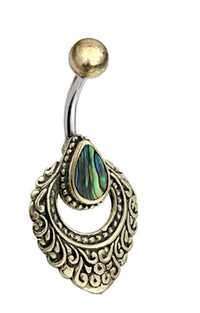 Load image into Gallery viewer, Bauchnabelpiercing Edelstahl Brass Ornament Träne Inlay
