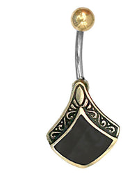 Load image into Gallery viewer, Bauchnabelpiercing Edelstahl Brass Raute Inlay
