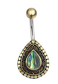Load image into Gallery viewer, Bauchnabelpiercing Edelstahl Brass Sonnen Träne Inlay
