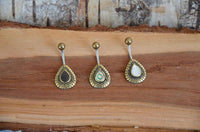 Load image into Gallery viewer, Bauchnabelpiercing Edelstahl Brass Sonnen Träne Inlay
