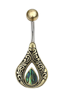 Load image into Gallery viewer, Bauchnabelpiercing Edelstahl Brass Tropfen Inlay
