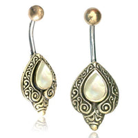 Load image into Gallery viewer, Bauchnabelpiercing Edelstahl Brass Schnörkel Träne Inlay
