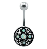 Load image into Gallery viewer, Bauchnabelpiercing Edelstahl Opal Vintage antik
