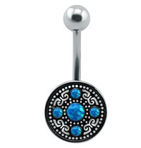 Load image into Gallery viewer, Bauchnabelpiercing Edelstahl Opal Vintage antik
