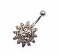 Load image into Gallery viewer, Bauchnabelpiercing Edelstahl Sonne silber

