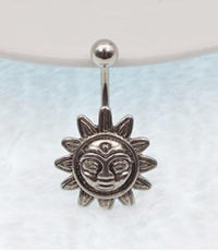 Load image into Gallery viewer, Bauchnabelpiercing Edelstahl Sonne silber

