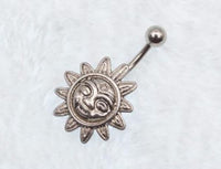 Load image into Gallery viewer, Bauchnabelpiercing Edelstahl Sonne silber
