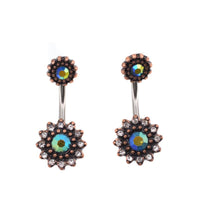 Load image into Gallery viewer, Bauchnabelpiercing Edelstahl rose Kristall Blume
