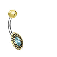 Load image into Gallery viewer, Bauchnabelpiercing Messing Edelstahl gold Kristall Auge
