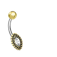 Load image into Gallery viewer, Bauchnabelpiercing Messing Edelstahl gold Kristall Auge
