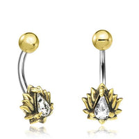 Cargar imagen en el visor de la galería, Bauchnabelpiercing Brass Edelstahl gold Lotus Stein
