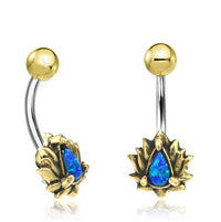 Cargar imagen en el visor de la galería, Bauchnabelpiercing Brass Edelstahl gold Lotus Stein
