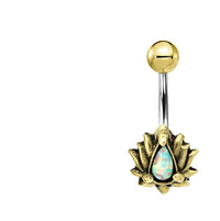 Cargar imagen en el visor de la galería, Bauchnabelpiercing Brass Edelstahl gold Lotus Stein
