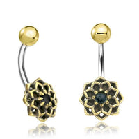 Load image into Gallery viewer, Bauchnabel Piercing Brass Edelstahl Stern Blume Stein
