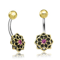 Load image into Gallery viewer, Bauchnabel Piercing Brass Edelstahl Stern Blume Stein

