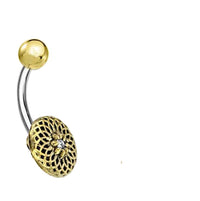 Load image into Gallery viewer, Bauchnabel Piercing Brass Edelstahl Dahlie Stein
