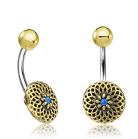 Load image into Gallery viewer, Bauchnabel Piercing Brass Edelstahl Dahlie Stein
