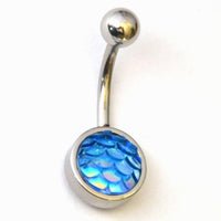 Load image into Gallery viewer, Bauchnabel Piercing Edelstahl blau Meerjungfrau
