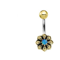 Load image into Gallery viewer, Bauchnabel Piercing Brass Edelstahl Sternblume Stein
