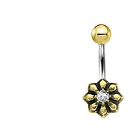 Load image into Gallery viewer, Bauchnabel Piercing Brass Edelstahl Sternblume Stein
