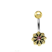 Load image into Gallery viewer, Bauchnabel Piercing Brass Edelstahl Sternblume Stein
