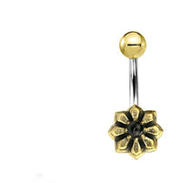 Load image into Gallery viewer, Bauchnabel Piercing Brass Edelstahl Sternblume Stein
