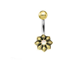 Load image into Gallery viewer, Bauchnabel Piercing Brass Edelstahl Sternblume Stein
