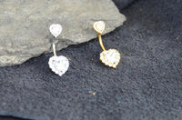 Load image into Gallery viewer, Bauchnabelpiercing aus Edelstahl Glaskristall Herz Gold PVD

