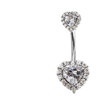 Load image into Gallery viewer, Bauchnabelpiercing aus Edelstahl Glaskristall Herz Gold PVD
