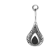 Load image into Gallery viewer, Bauchnabelpiercing aus Edelstahl Silber mit Tropfen Inlay
