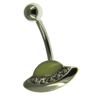 Load image into Gallery viewer, Bauchnabelpiercing aus Edelstahl Alien leuchtet
