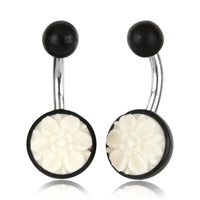 Load image into Gallery viewer, Bauchnabel Piercing Edelstahl Arangholz Bone Blume
