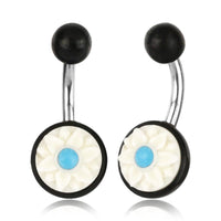 Load image into Gallery viewer, Bauchnabel Piercing Edelstahl Arangholz Bone Blume
