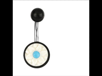 Load image into Gallery viewer, Bauchnabel Piercing Edelstahl Arangholz Bone Blume
