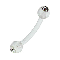 Load image into Gallery viewer, Banane Piercing mit Kugeln weiß transparent aus Kunststoff mit weißem Glitzerstein
