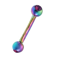 Load image into Gallery viewer, Banane Curved Barbell Piercing mit Kugeln Regenbogen Farben aus Edelstahl mit Glitzerstein
