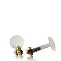 Load image into Gallery viewer, Labret Lippen Piercing Acryl Mini Blume antik gold Brass
