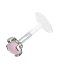 Load image into Gallery viewer, Labret Lippen Piercing Bio Plastic Silber Stein
